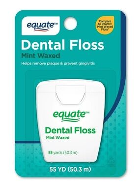 🔥10/$15 Equate Nylon Dental Floss, Mint Waxed, 55 yds